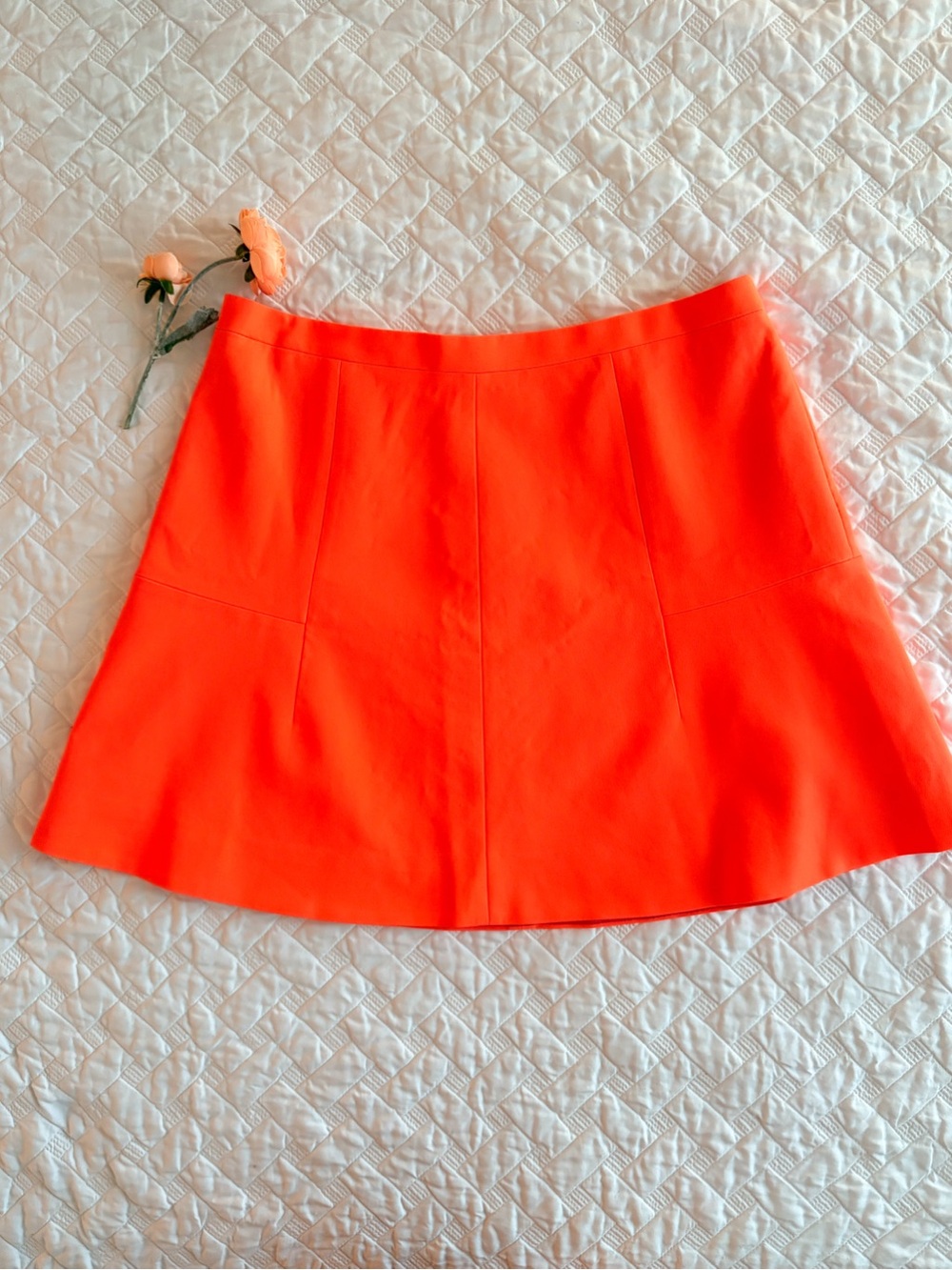 J.Crew Orange Mini Skirt A- Line Size 12 Neon Orange Lined